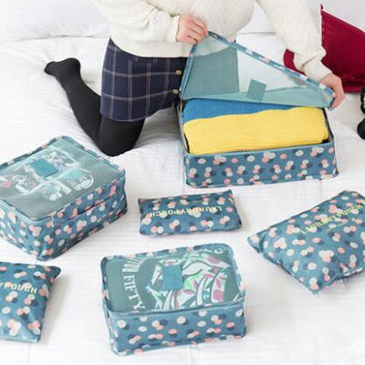 गुणवत्ता  6 Pieces Polyester Travel Bag Set Clothing Shoes Cosmetic Luggage Organizer Set कारखाना