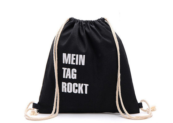 गुणवत्ता  Custom Logo Canvas Drawstring Bags Black Canvas Cinch Backpack For Men कारखाना