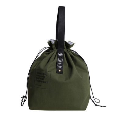 कस्टमाइज्ड इंसुलेटेड बेंटो बैग वाइड ओपनिंग कैनवस ड्रॉस्ट्रिंग लंच बैग