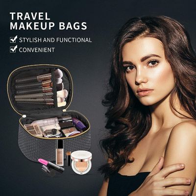 महिलाओं के लिए मेकअप बैग ट्रैवल कॉस्मेटिक बैग पोर्टेबल वाटरप्रूफ मेकअप ऑर्गनाइज़र बैग टॉयलेटरी बैग 3 पैक काला