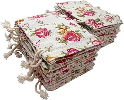 Drawstring बैग बर्लेप फ्लावर पाउच बैग गिफ्ट बैग ज्वेलरी पाउच DIY क्राफ्ट वेडिंग पार्टी के लिए, 5X7 इंच