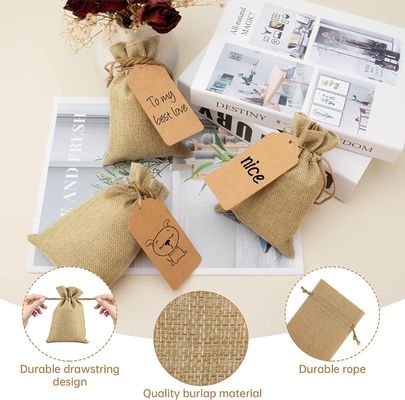 Drawstring बैग बर्लेप फ्लावर पाउच बैग गिफ्ट बैग ज्वेलरी पाउच DIY क्राफ्ट वेडिंग पार्टी के लिए, 5X7 इंच