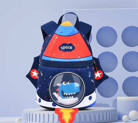 रॉकेट के आकार का SBR बच्चों का बैकपैक 3D नियोप्रीन एजुकेशन बैग सॉफ्ट किंडरगार्टन बैग लाइट गर्ल बैकपैक