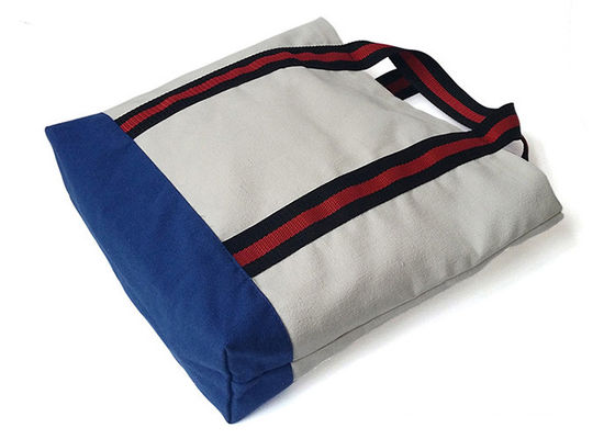 सफ़ेद और नीला कैनवस टोट बैग किराना पुन: प्रयोज्य कैनवास शॉपिंग बैग