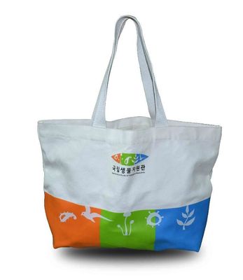 सफ़ेद और नीला कैनवस टोट बैग किराना पुन: प्रयोज्य कैनवास शॉपिंग बैग
